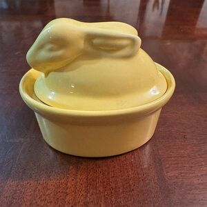 Yellow Rabbit-Shaped Ceramic Dish Bunny in a Nest Mini Baker 4" x 3"